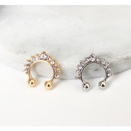 New Clip Earrings For Women Simple Non-pierced Ear Cuff Crystal Clip Earrings Without Hole Nose Ring Cartilage Earrings Earcuff