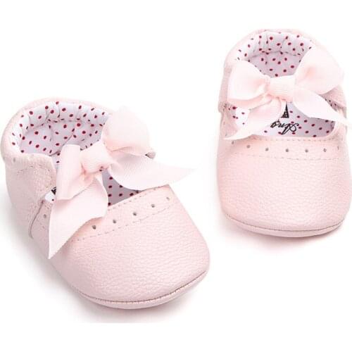 Toddler Infant Newborn Baby Girls Bowknot Infant Slip-on Crib Shoes Princess Shoes 0-18 Months Shoes Baby