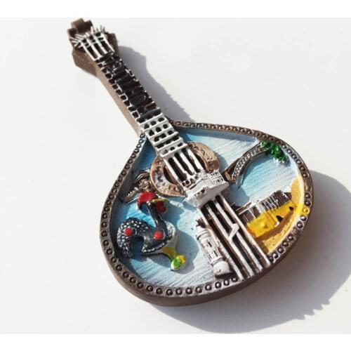 Portuguese national musical instrument 12-string guitar travel commemorative crafts magnet refrigerator stickers