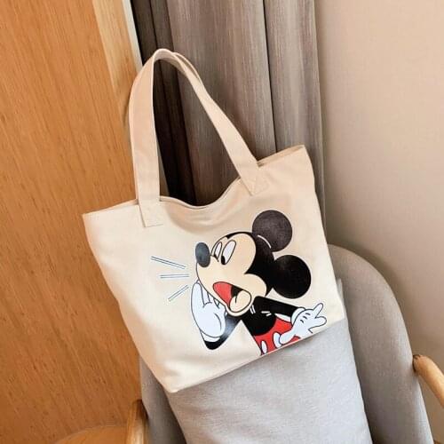 Disney casual canvas big bag girl new Minnie mouse large capacity Mickey tote bag one-shoulder handbags