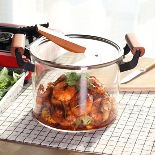 Transparent Glass Soup Cooking Pot Heat-resistant Kitchen Soup Pot Vegetable Salad Noodle Bowl Flame Explosion-Proof Cookware
