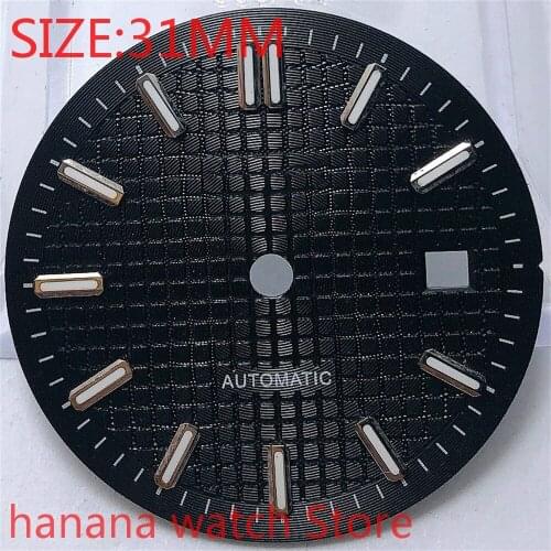 No Bliger logo Sterile 31mm Dial Date Parts Mens White black Dial Luminous, Suitable for Miyota 8215/8205 / 821a Eta 2824/2836