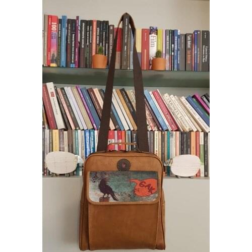 Unisex-Nature Friendly Vegan Bag, Bohemian Style, Tumbled Image Given Linen Fabric, natural and High Quality Artificial Leather