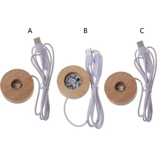 83XC Handmade LED Wood Resin Display Base Round Wooden Night Base Resin Ornament Stand DIY Night Light Resin Art Crafts