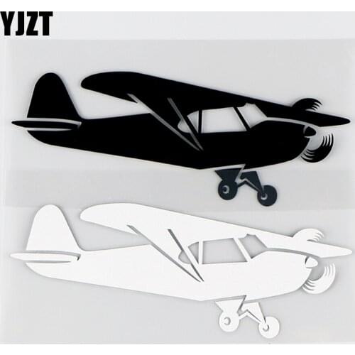 YJZT 15×5.6CM Airplane Vinyl Car Stickers Decals Single Engine Propulsion Aircraft Black / Silver 10A-0459