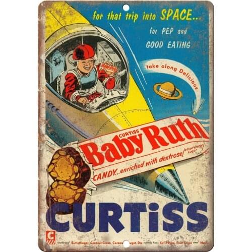 Curtiss Baby Ruth Vintage Candy Bar Space Ad 12"X9" Retro Look Metal Sign N54