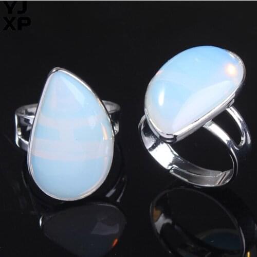 YJXP Elegant Style Simple Design Silver Plated Water Drop-Shaped Resizable Ring Fashion Jewelry Gift For Anniversary