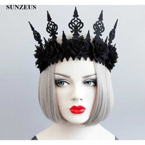 Black Crown for Women Gothic Style Headband for Bridal Hair Accessories Girls Cos Party Hair Accessories SH36