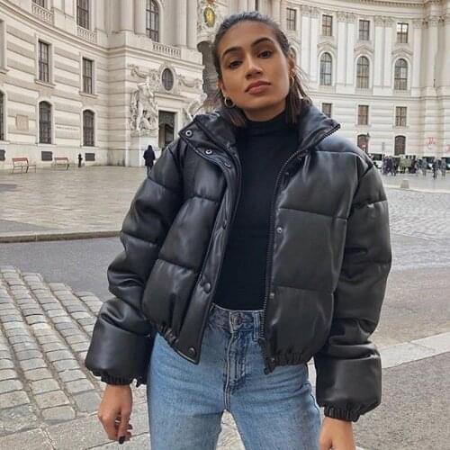 Women jackets 2021 fashion pu leather warm winter short jackets slim solid color casual coats female fashion jacket women