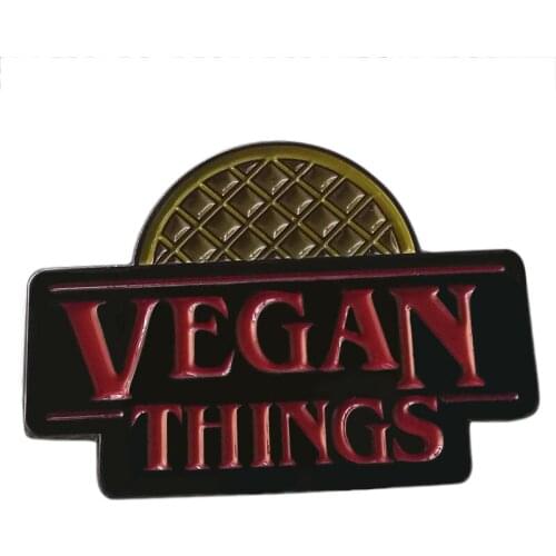 VEGAN THINGS Badge Eleven style Vegetarian Vaffle Broon Veganism gift
