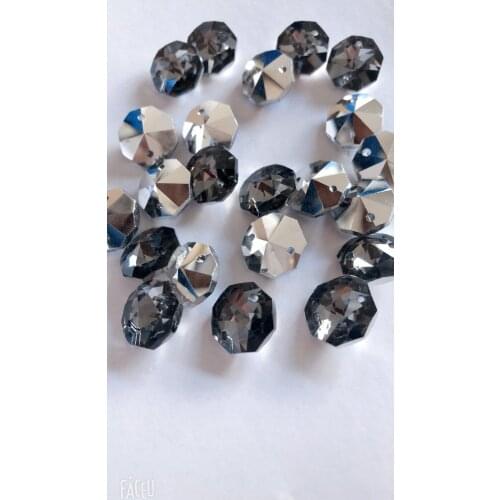 100pc grey aluminium 14mm Chandelier Crystal beads door/window crystal octagon beads in 2 holes home decoration accessories