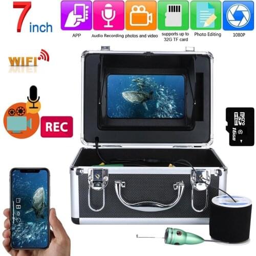 15M/20M 6W IR/White Fish Finder Underwater Fishing 1080P Camera Kit 7 Inch WIFI Wireless 16GB Video Recording DVR Camera