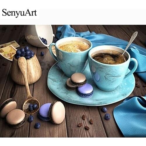 5D Diamond Painting Full Round Drill Food Macarons Coffee Picture Embroidery Art Mosaic Cross Stitch Kits Accessories Home Decor