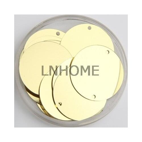60g Large Round Sequins 60mm PVC Sequin Flat Round Paillette For Belly Dance Costumes With 2 Side Holes Light Gold Spangles