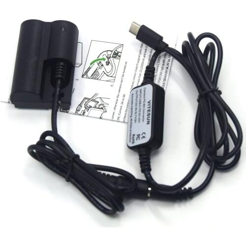 BP-511 USB-C PD Power Cable ACK-E5+DR-E2 Dummy Battery DR-400 for Canon EOS 20D 30D 40D 5D 50D D30 D60