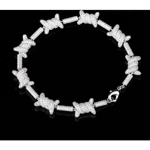 S925 Sterling Silver Micro Paved Cubic Zirconia Candy Knot Link Chain Bracelets Women Men Hip Hop Bling Ice Out Rapper Jewelry