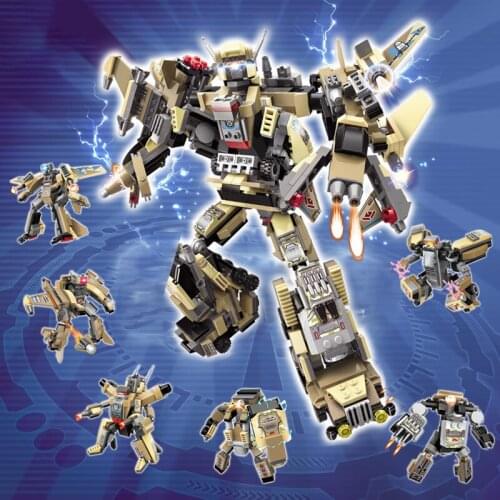 Deformation Robot Fighter Mech Armoured Vehicle Tank Attack Boat Building Blocks Brinqued Bricks Toys