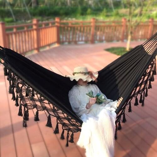 Deluxe Double Hammock Swing Net Chair Nordic Bohemian Hammock 2.4x1.5m/2x1.5m Brazilian Macrame Garden OutHanging Hammock Swings