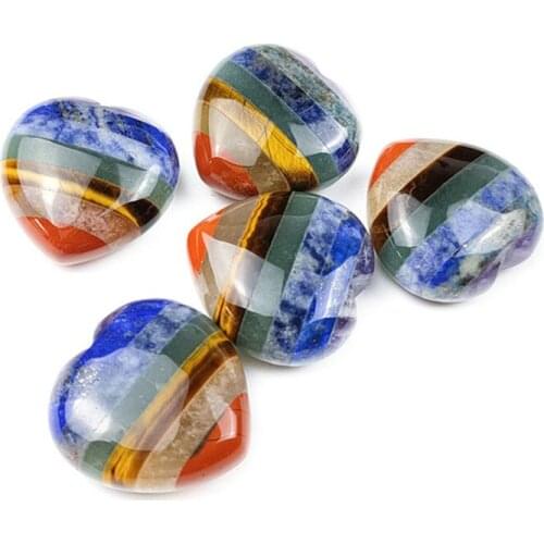 Crystal quartz seven chakra heart shaped crystal healing stone for gifts