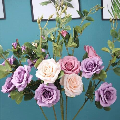 Artificial Rose Fake Silk Flowers Home Hotel Office Garden Craft Art Decor Long Stem 35 inches High