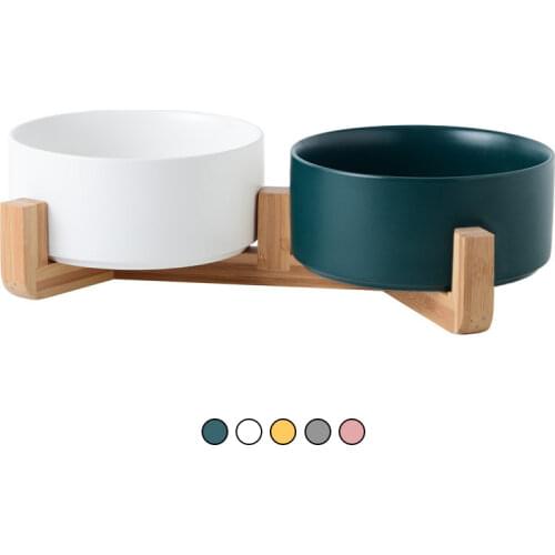 Ceramic Double Cat Bowl Dog Bowl Pet Feeding Water Bowl Cat Puppy Feeder Product Supplies Pet Food And Water Bowls For Dogs