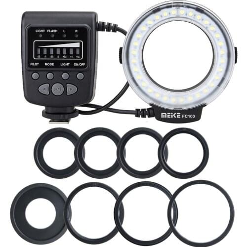 Meike FC-100 Macro Ring Flash/Light for Nikon D7100 D7000 D5200 D5100 D3200 for Canon EOS 650D 600D 60D 7D 550D Sony hot shoe