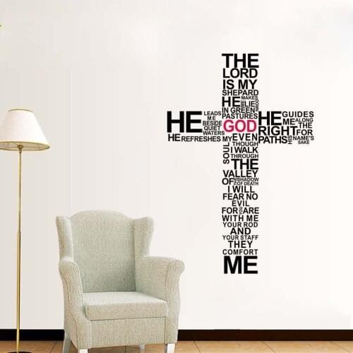 Cross Wall Sticker Text Creative Home Decor Vinyl Removable Art Wall Decal For Living Room