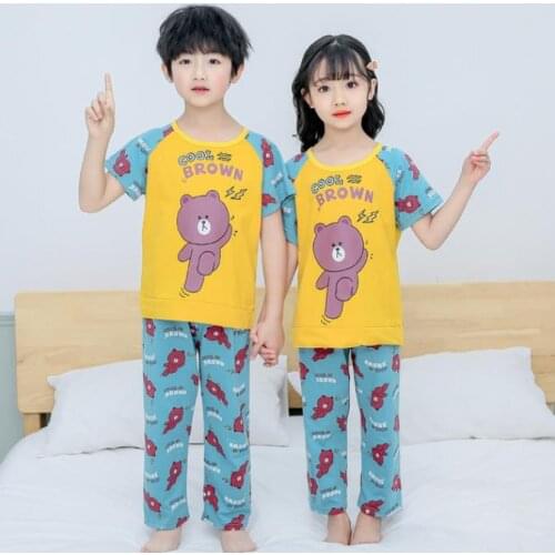 Summer Childrens Pajamas Kids T-shirt+Pants 2pcs Cartoon Nightwear For Girls Boys Sleepwear Sets Baby Clothes Cotton Pyjamas