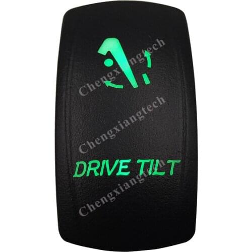 Marine Boat Car DRIVE TILT Rocker Switch (On)-off-(on) Momentary GREEN LED Dpdt/7p 12v/24v