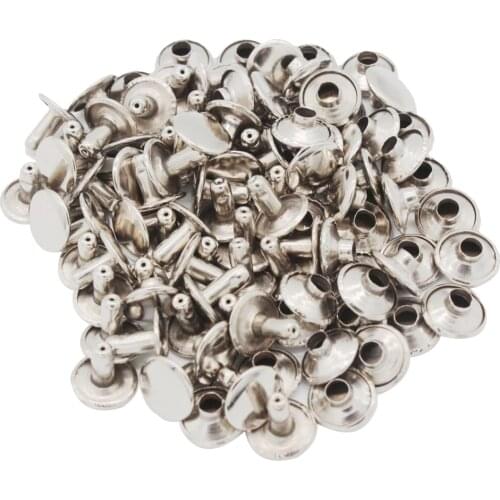 Fityle 50Pcs/set Silver Round DOUBLE CAP Copper Rivets Studs For Jeans Pants Clothing Decorative Accessories