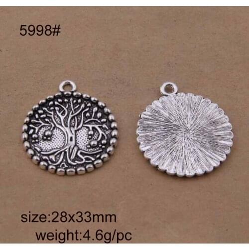 25PCS 28x33mm Antique Silver Tree Metal Charm Pendants For Jewelry Making