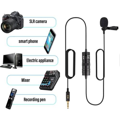 YC-VM10 6M Audio Video Record Lapel Microphone for Android phone Mac Vlog Mic Lavalier Microphone iPhone DSLR Camera Camcorder
