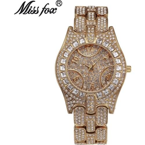 Miss Fox Brand Top Luxury Watches High Quality Women Full Rhinestone Crystal Quartz Watches Lady Dress clocks relojes mujer