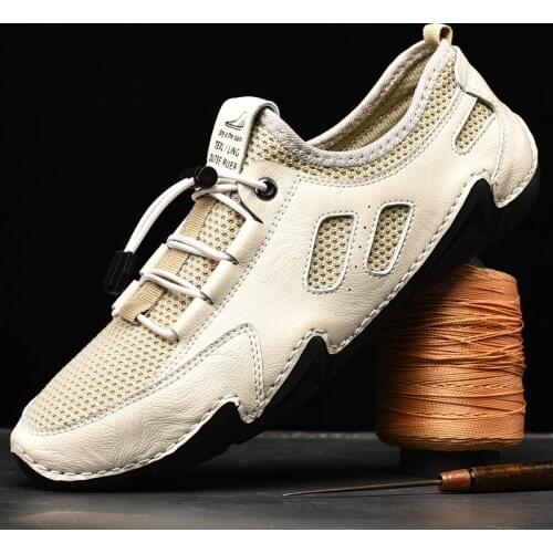 Leather Men Sneakers 2021 Spring Summer Men Shoes Breathable Brand Men Casual Shoes Fashion Men Flats