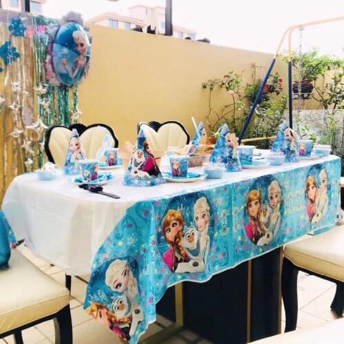 Disney Frozen Happy Birthday Party Supplies Anna Elsa Princess Theme Disposable Tableware Set Decorations Kids Birthday Favors