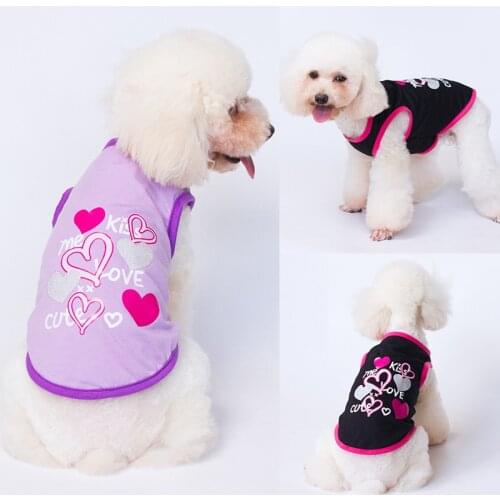 Heart Print Dog Clothes Cute Dog Vest Shirt Clothes For Small Dogs Cotton Puppy Dog Shirt Outfits Ropa Perro T-Shirt For Dogs