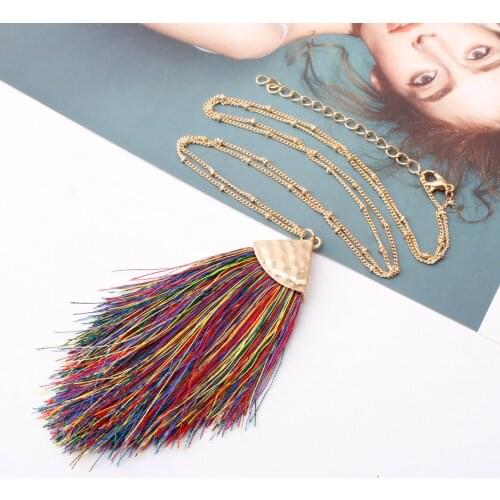 New Sweater Chain BOHO Tassel Necklace Long Necklace for Women Fashion Triangle Pendant Necklace Wholesale