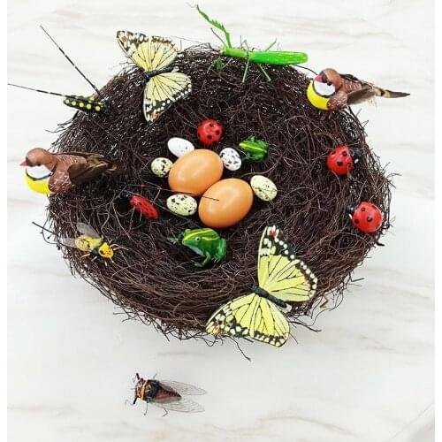 Easter rattan handmade bird nest bird nest decoration ornaments foam bird egg quail egg egg photo props Diy Garden decoration
