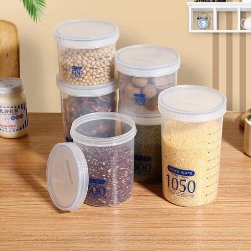 Plastic Food Storage Box Airtight Rice Beans Grains Container With Lids Kitchen Storage Jars Fruit Tea Tank Storage Containers