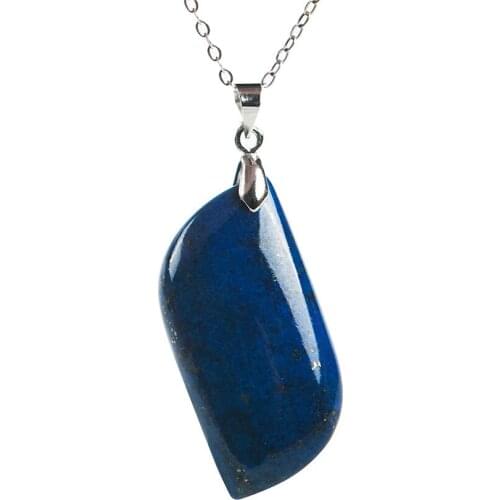 Genuine Natural Blue Lapis Lazuli Stone Bead Women Lady Fashion Crystal Pendant 36x17x7mm