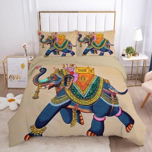 3D Bohemia Duvet Cover Set Bedding Sets Elephant Bedding Bag Quilt Covers Pillow Case Full Twin Single Double Size Bed Linen