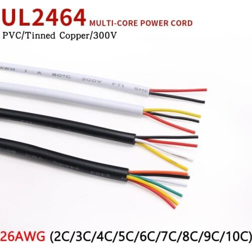 1M 26AWG UL2464 Sheathed Wire Cable Channel Audio Line 2 3 4 5 6 7 8 9 10 Cores Insulated Soft Copper Cable Signal Control Wire