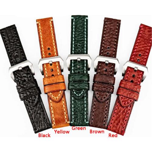 20mm 22mm 24mm 26mm Dark Brown Calfskin Leather Watchband Replace Panerai PAM Big Pilot Military Watch Strap Bracelet