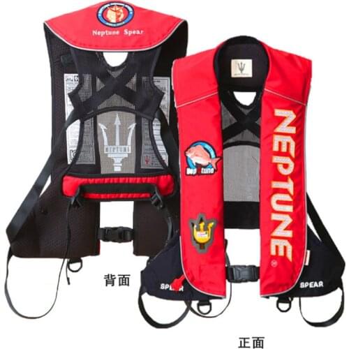 Manual automatic inflatable lifejacket for marine fishing boats automatically inflates when fishing lifejacket falls into water