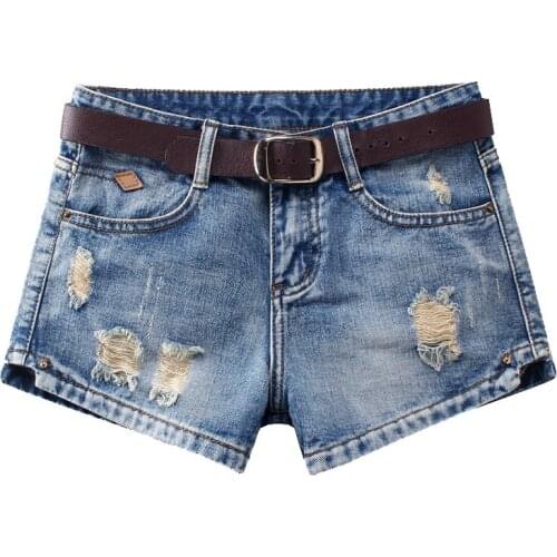 Summer Autumn Denim Shorts For Women Sexy Mini Shorts Womens Ripped Holes Jeans Mid Waist Shorts Plus Size Short Jeans Feminino