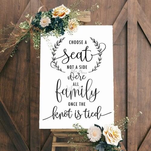 Wedding Reception Wall Sticker Choose a Seat Quote Vinyl Decal Wedding Party Decoration Love Family Board Murals Art AC119