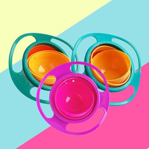 Universal Gyro Bowl Practical Design Children Rotary Balance Novelty Gyro Umbrella 360 Rotate Spill-Proof Solid Feeding Dishes