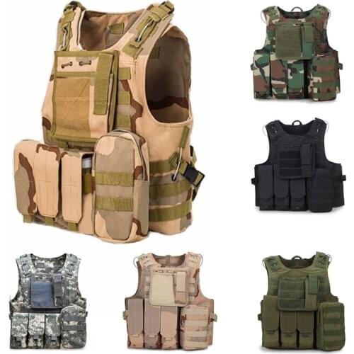 Military Airsoft Paintball Vest Molle Combat Plate Carrier Tactical Vest Outdoor Hunting Clothes Body Armor W/ Magazine Pouch
