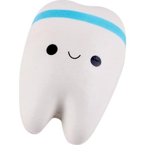 1 Pcs Cute Cartoon Tooth Pendant With Ball Chain Kids Adult Toy Slow Rising Hand Spinner Teeth Soft Squeeze Stretchy Toy Gift