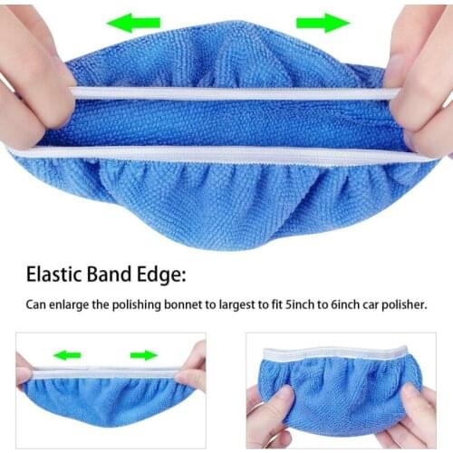 Car Waxing Cover 10PCS 5inch6Inch Microfiber Car Polishing Waxing Polisher Bonnet Buffing Adjustable Tightening Pad Cover